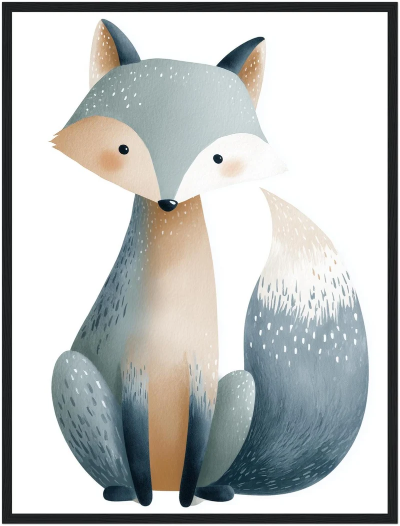 Sanfter blauer Fuchs Aquarell Poster