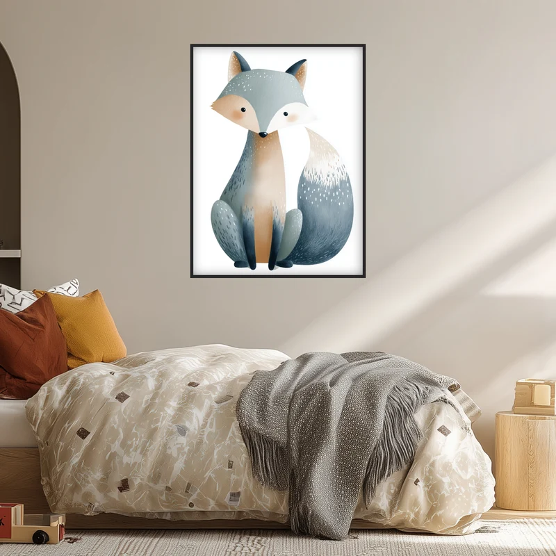 Sanfter blauer Fuchs Aquarell Poster