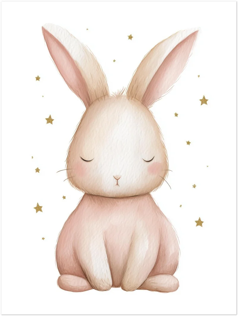 Zarter schlafender Hase Aquarell Leinwandbild