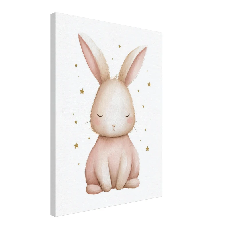 Zarter schlafender Hase Aquarell Leinwandbild