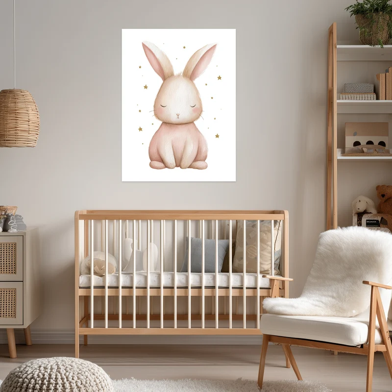 Zarter schlafender Hase Aquarell Leinwandbild