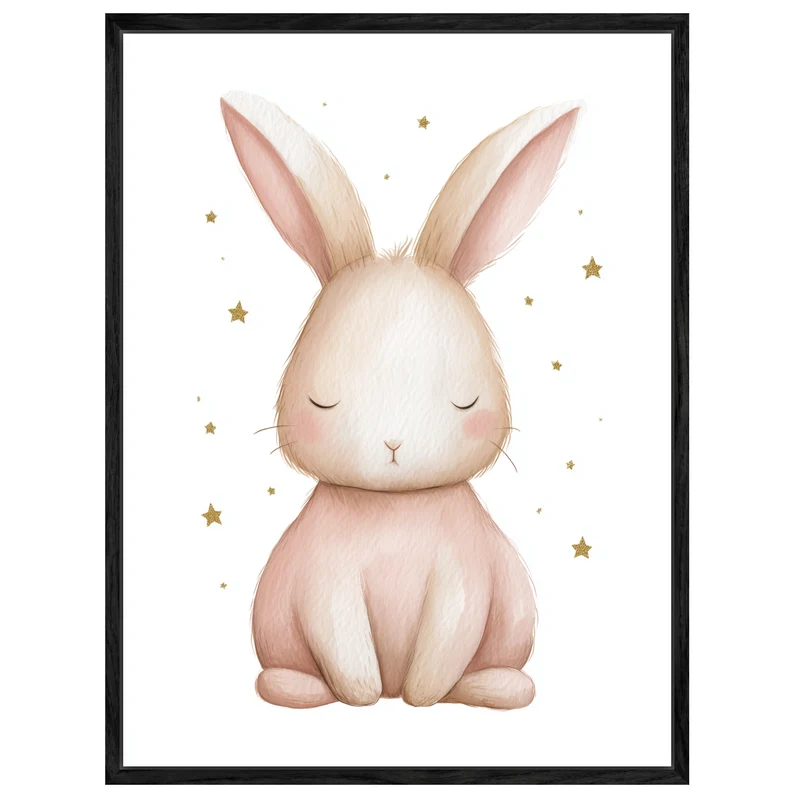 Zarter schlafender Hase Aquarell Leinwandbild