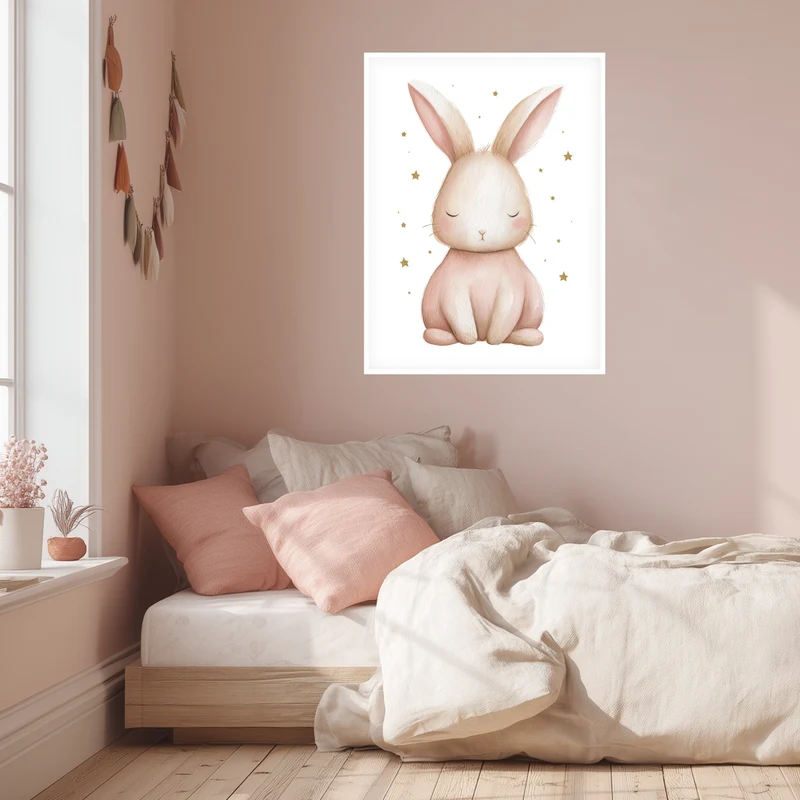 Zarter schlafender Hase Aquarell Poster