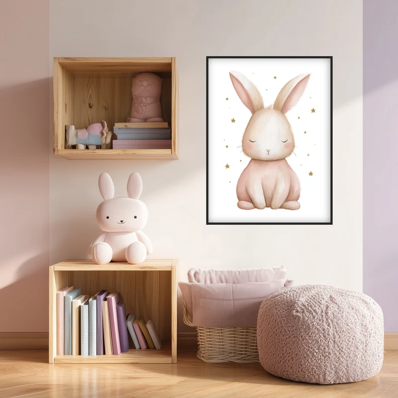 Zarter schlafender Hase Aquarell Poster