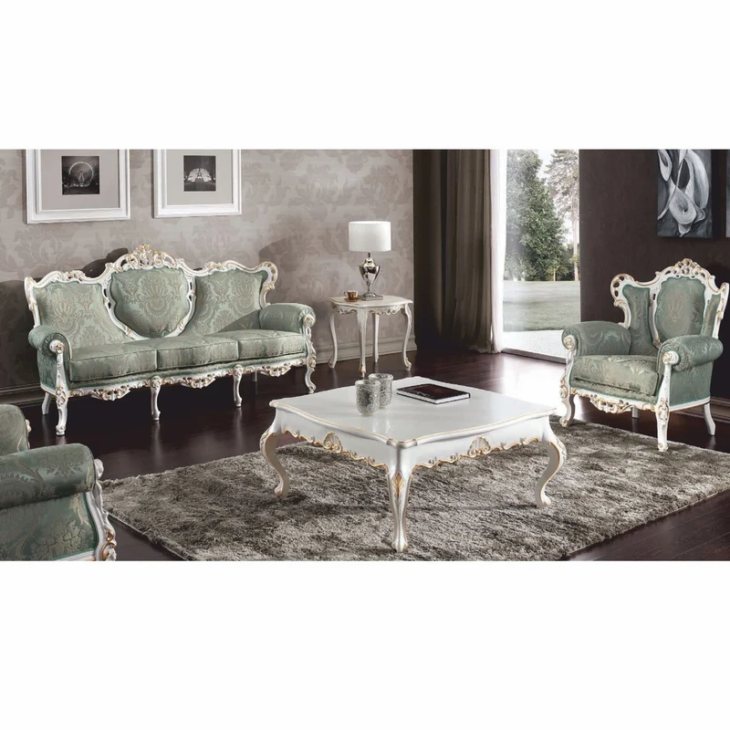 Casa Padrino Luxus Barock Wohnzimmer Sofa Grün / Weiß / Gold 210 cm - Made in Italy