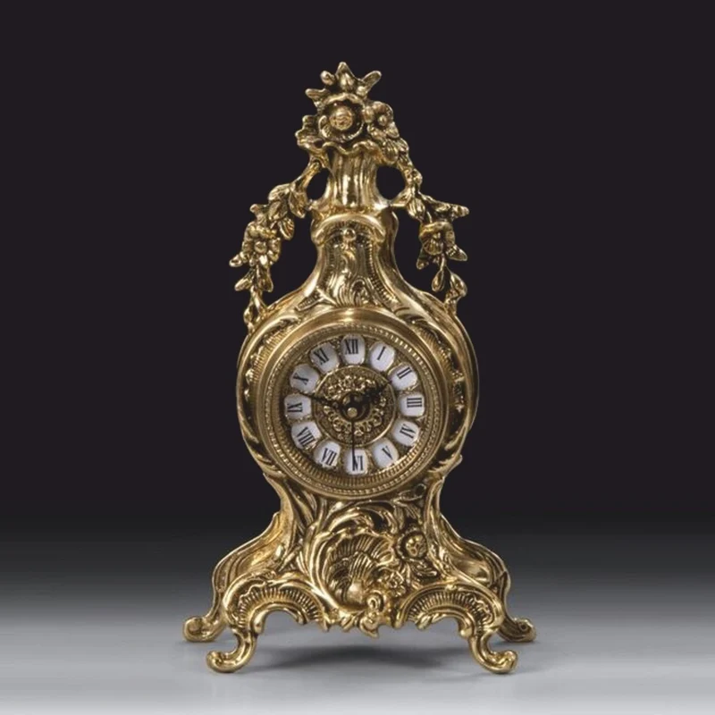 Casa Padrino Luxus Barock Tischuhr Gold H. 32 cm - Barock Deko Accessoires