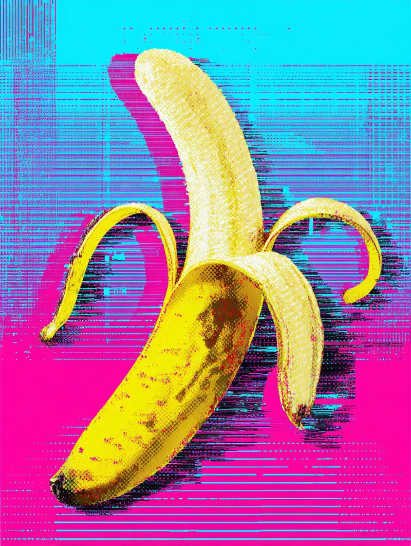 Banane auf Pink-blau Poster