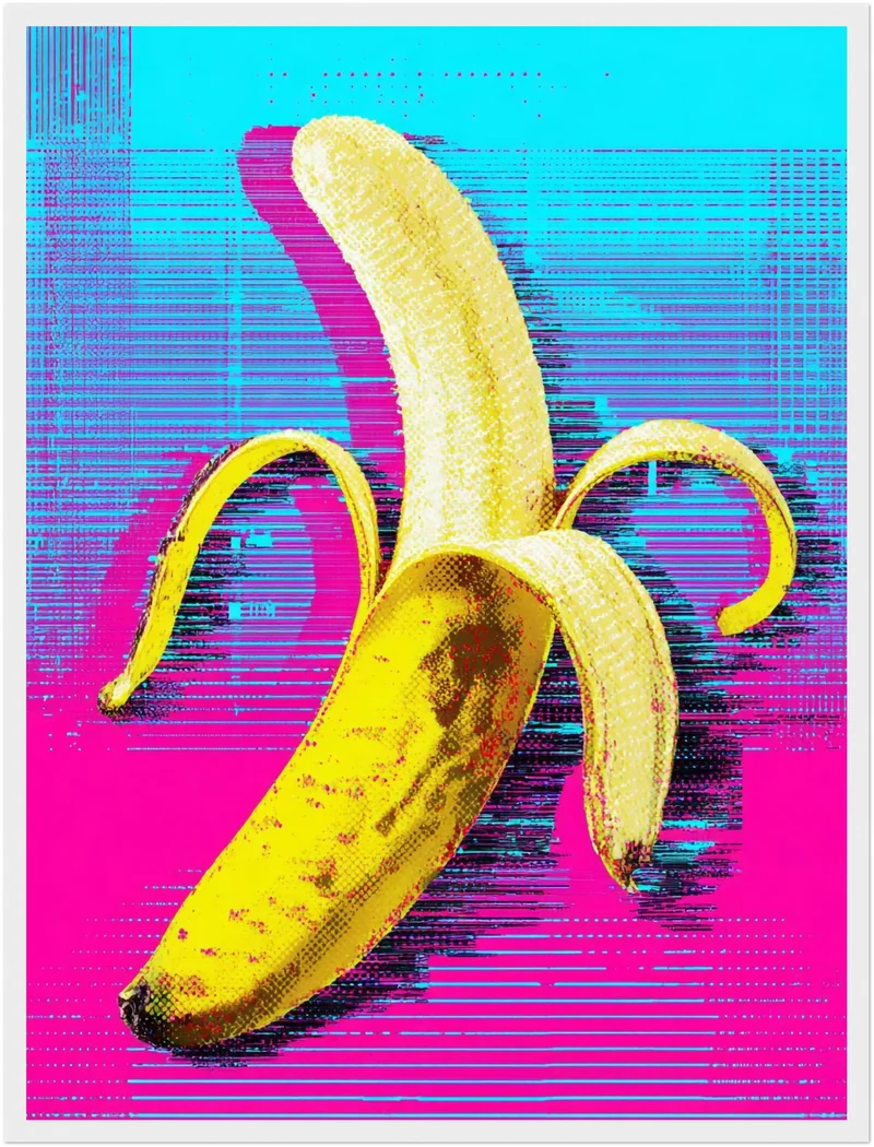Banane auf Pink-blau Poster