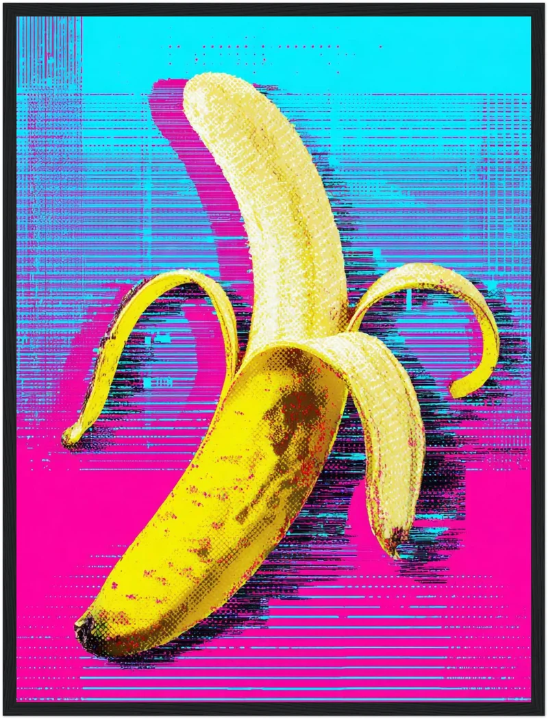 Banane auf Pink-blau Poster