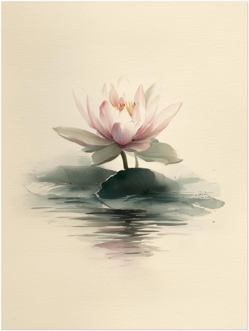 Zarte Lotusblüte im Wasser Leinwandbild