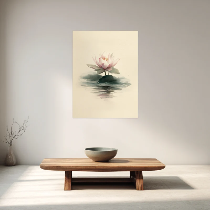 Zarte Lotusblüte im Wasser Leinwandbild