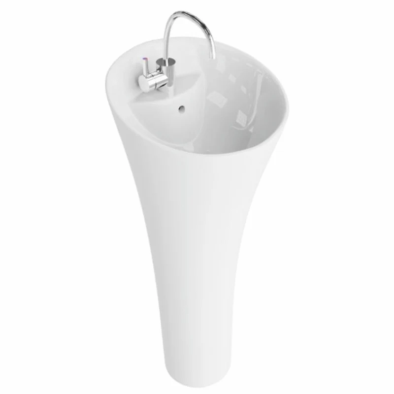 Casa Padrino Luxus Waschbecken Hochglanz Weiß H. 95 cm - Freistehendes Waschbecken