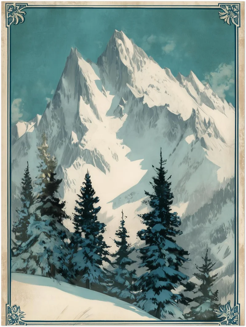 Verschneite Berglandschaft Leinwandbild