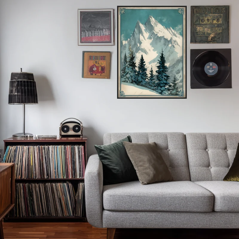 Verschneite Berglandschaft Poster