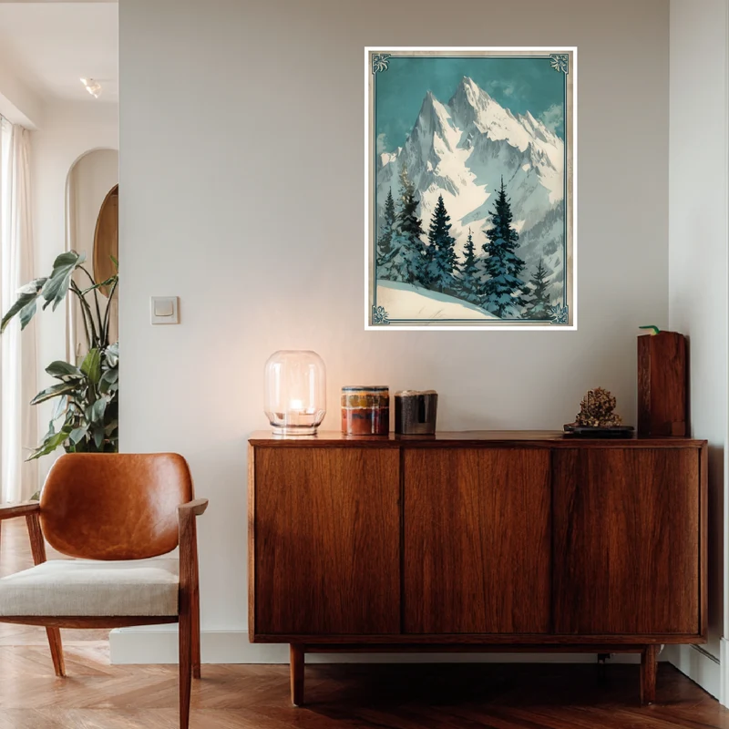 Verschneite Berglandschaft Poster