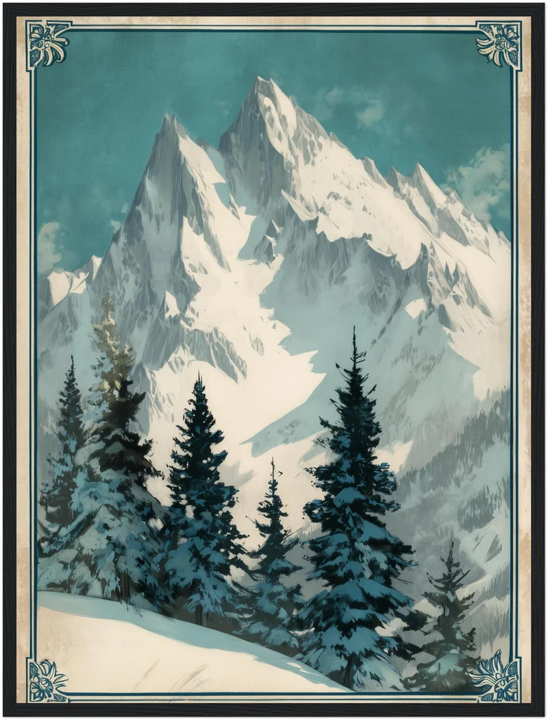 Verschneite Berglandschaft Poster
