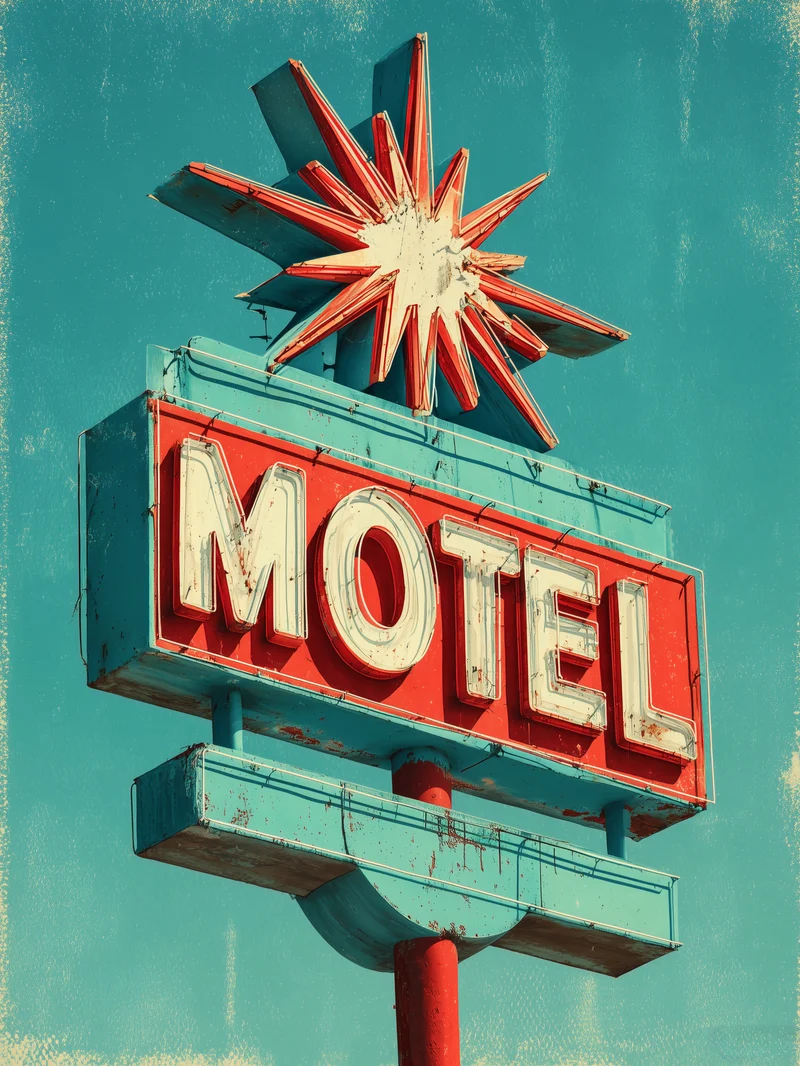 Motel Neon Sign Poster