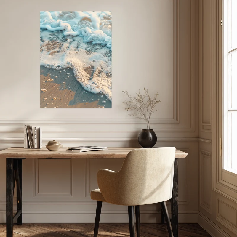 Meerschaum auf nassem Sand Poster