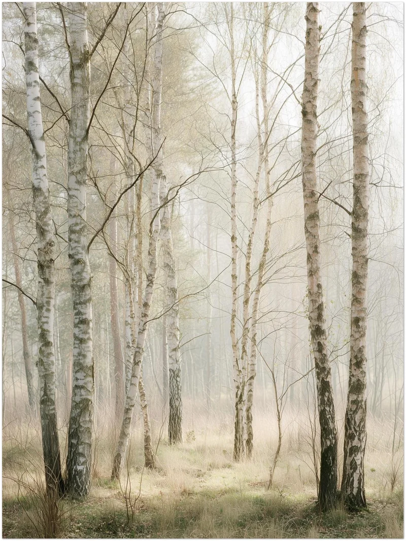 Birkenwald im Morgenlicht Leinwandbild