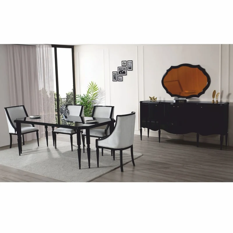 Casa Padrino Luxus Barock Sideboard Schwarz 215 cm - Barock Möbel