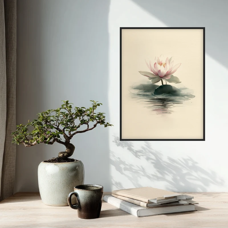 Zarte Lotusblüte im Wasser Poster