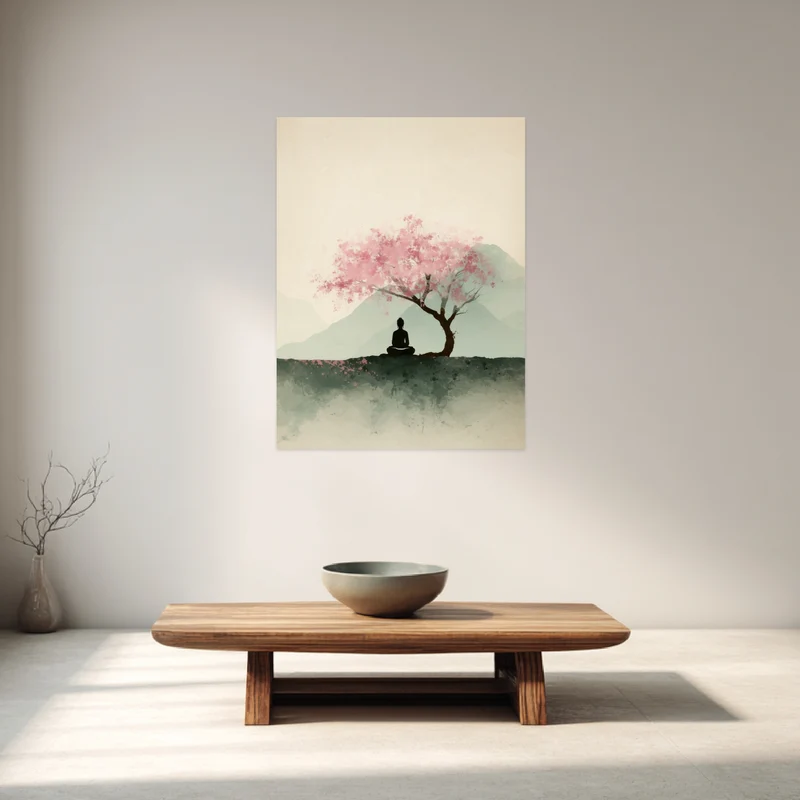 Person unter Kirschbaum Poster