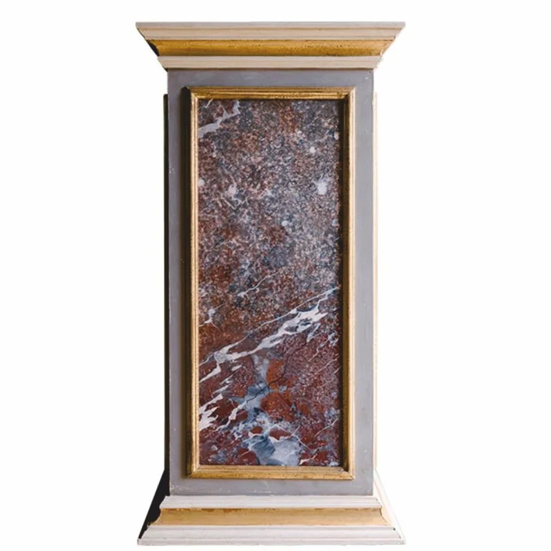 Casa Padrino Luxus Barock Säule Grau / Weiß / Gold / Rot H. 82 cm - Barock Möbel - Made in Italy