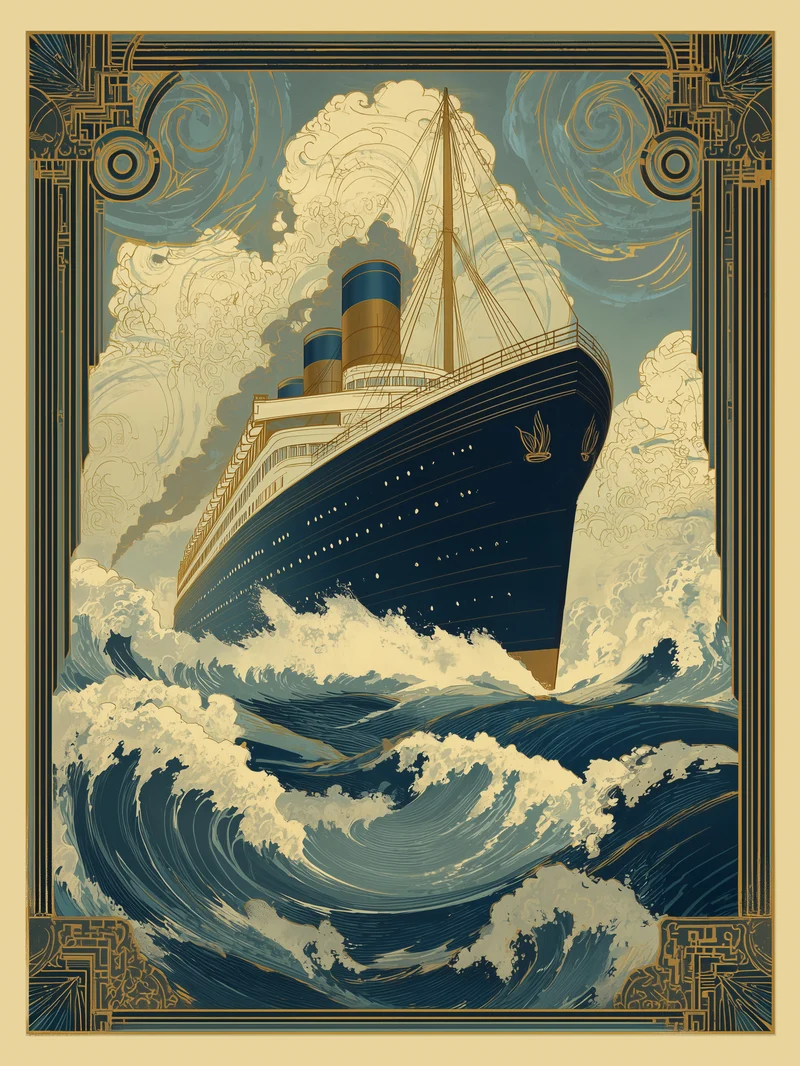 Schiff in Wellen Poster