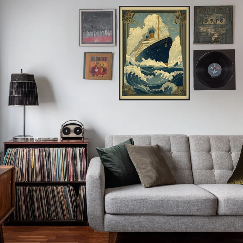Schiff in Wellen Poster