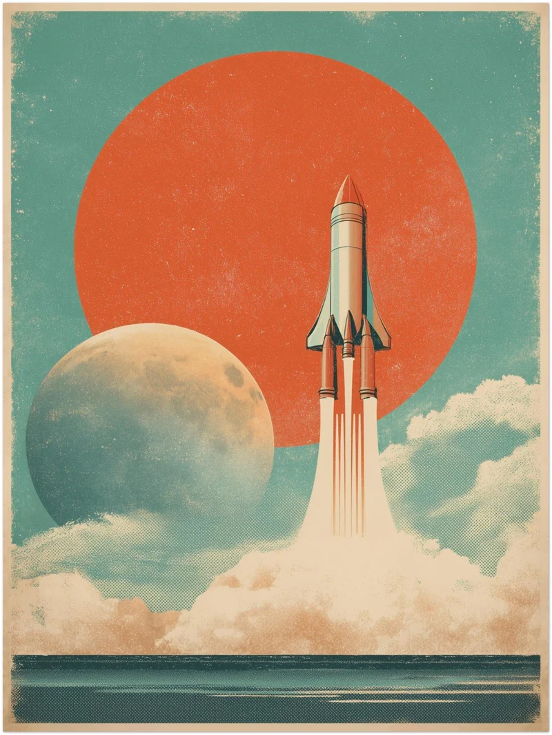 Rakete vor Planeten Leinwandbild