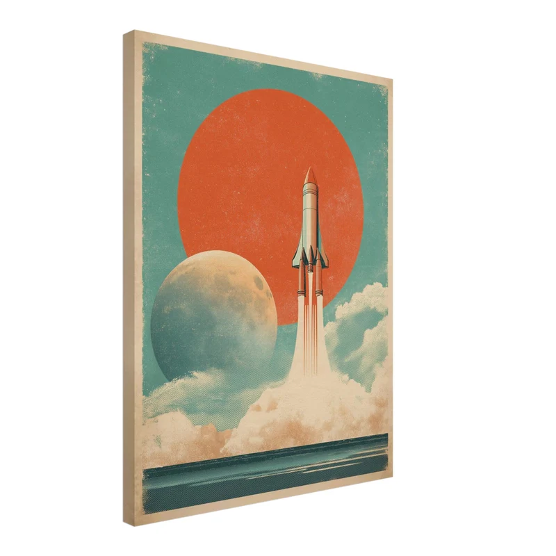 Rakete vor Planeten Leinwandbild