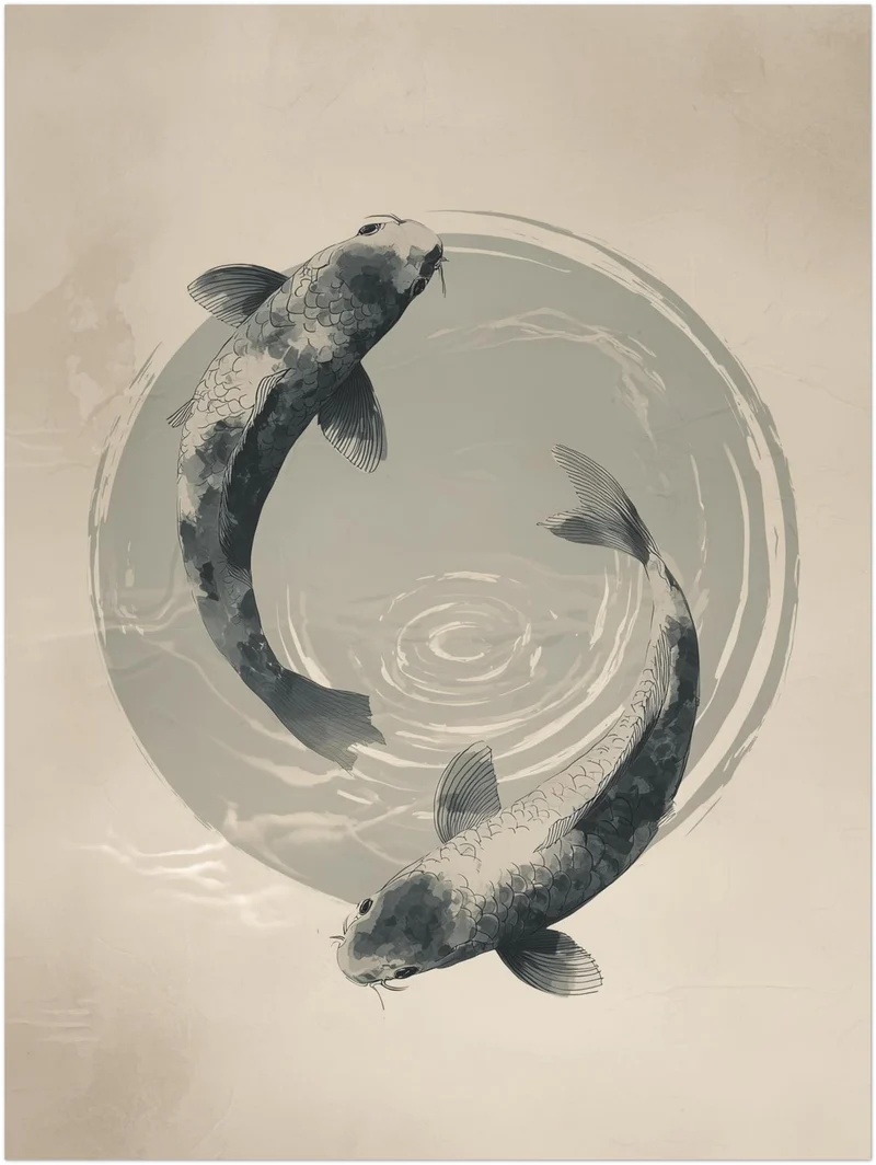 Koi im Kreis Leinwandbild