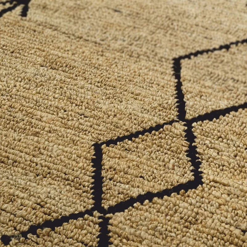 Casa Padrino Luxus Jute Teppich Beige / Schwarz 300 x 400 cm - Handgewebt