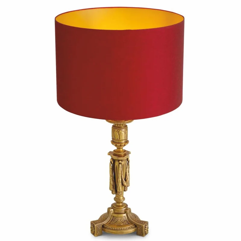 Casa Padrino Luxus Barock Tischleuchte Antik Gold / Rot H. 83,5 cm - Barock Schreibtischleuchte