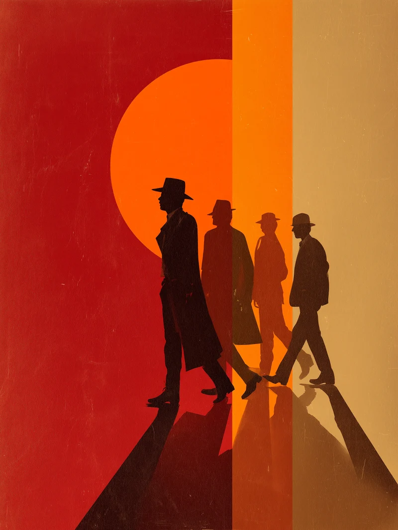 Vier Männer Silhouetten Poster