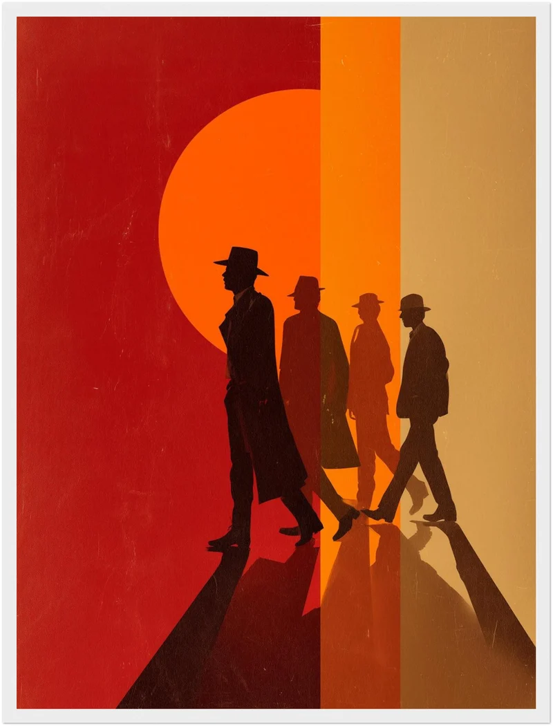 Vier Männer Silhouetten Poster
