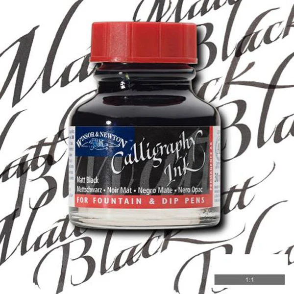 Winsor and Newton - Calligraphy Ink - 30ml Matt Black