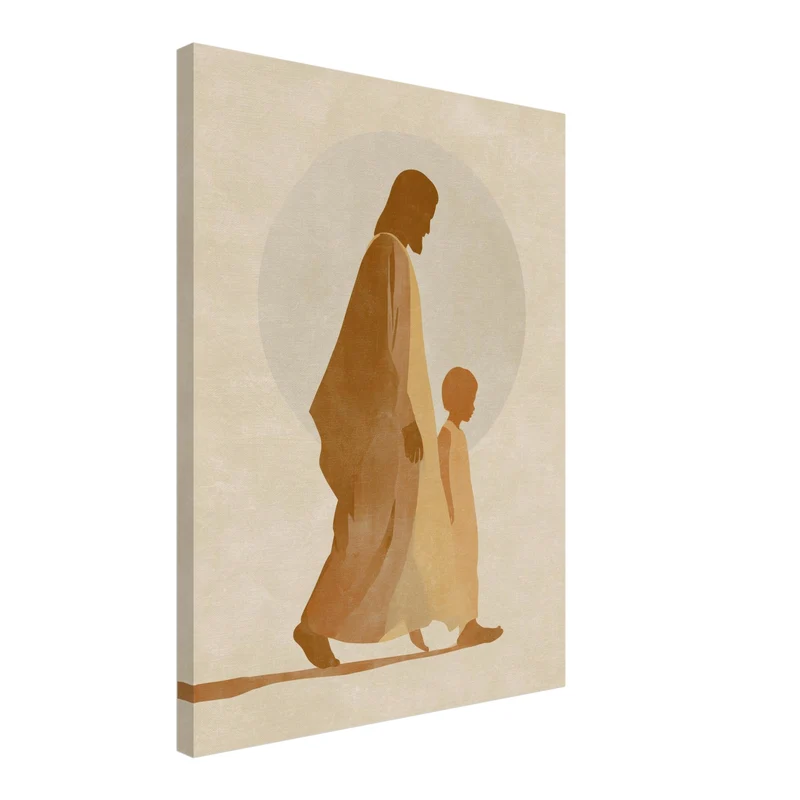 Gehender Jesus mit Kind Leinwandbild