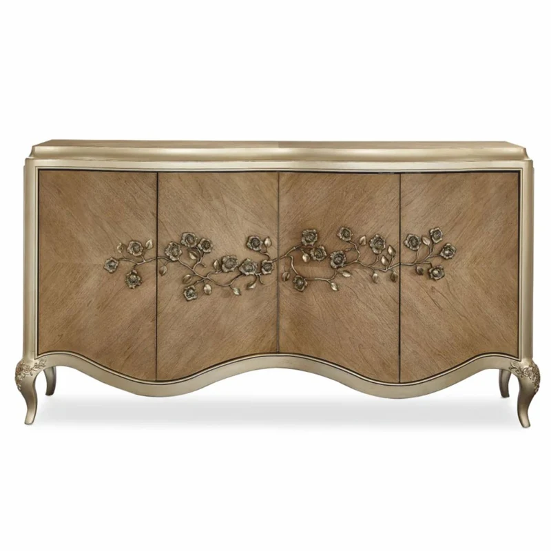 Casa Padrino Luxus Barock Sideboard Braun / Champagner-Gold 183 cm - Barock Möbel