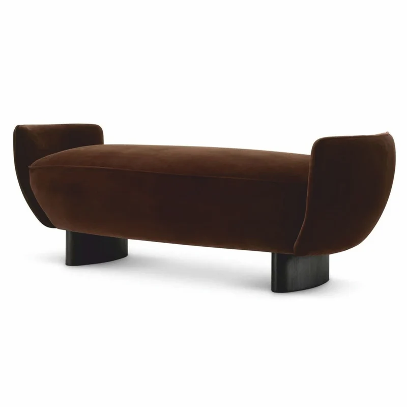 Casa Padrino Luxus Samt Sitzbank Braun / Schwarz 151 cm - Luxus Hotel Möbel