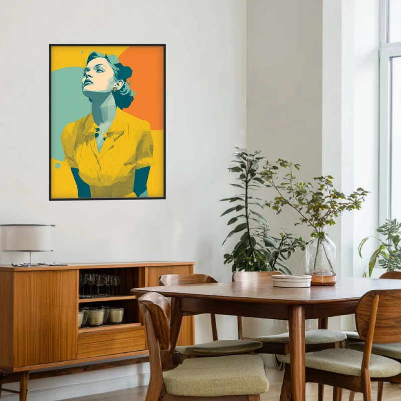 Frau mit gelbem Kleid Poster