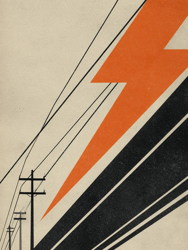 Stromleitungen mit Blitzform Poster
