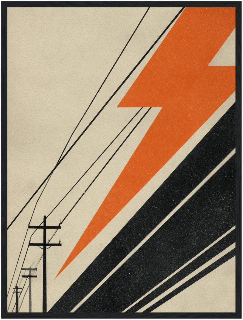 Stromleitungen mit Blitzform Poster
