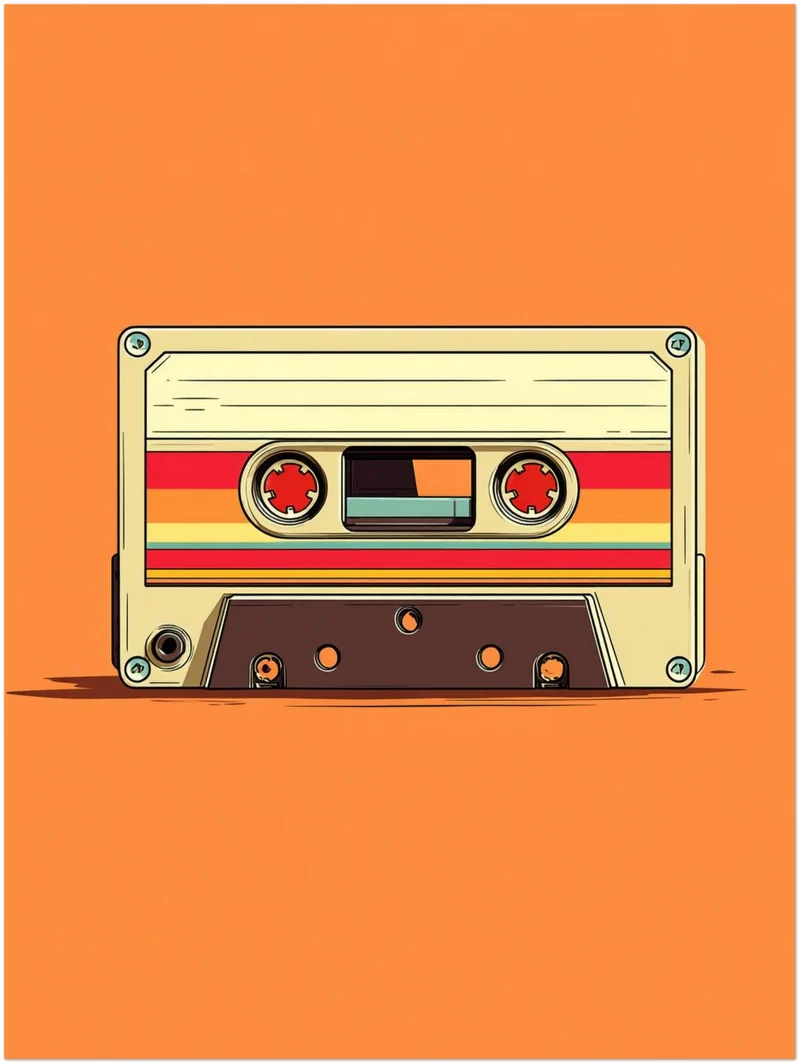 Audiokassette mit Farbstreifen Leinwandbild