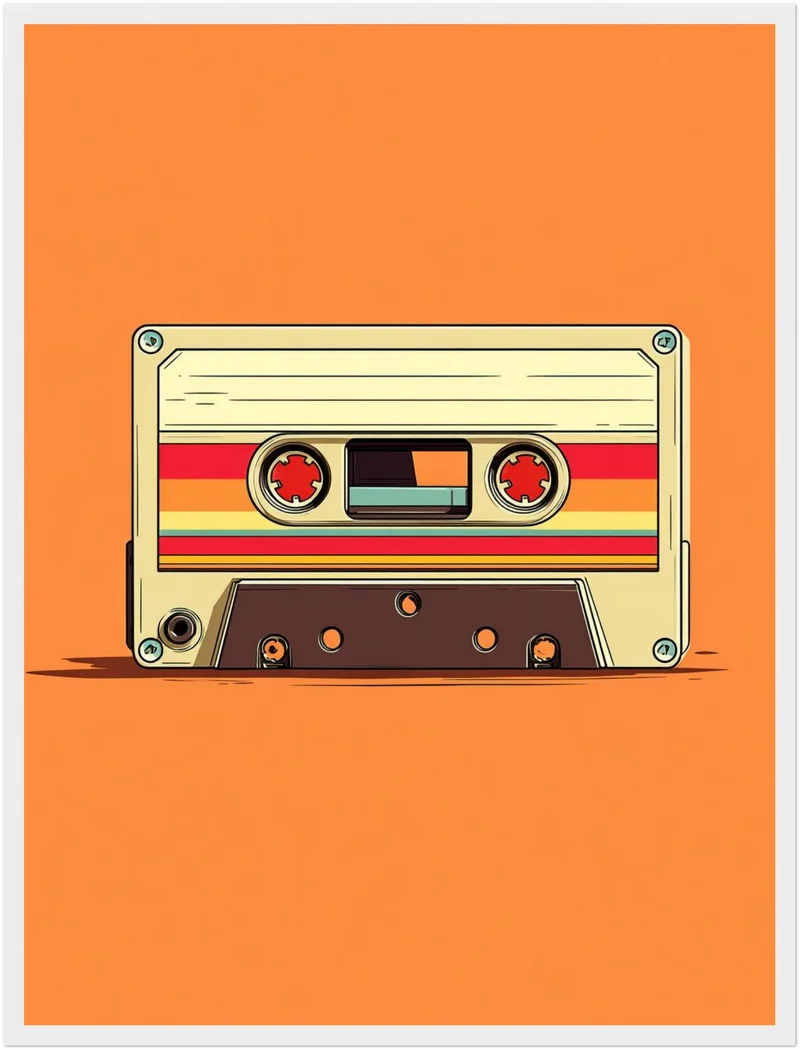Audiokassette mit Farbstreifen Poster