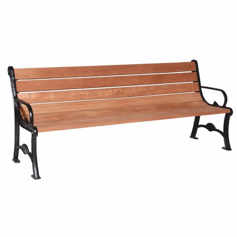 Casa Padrino Parkbank - Stadtbank mit Rückenlehne und Armlehnen Braun / Schwarz 186 cm