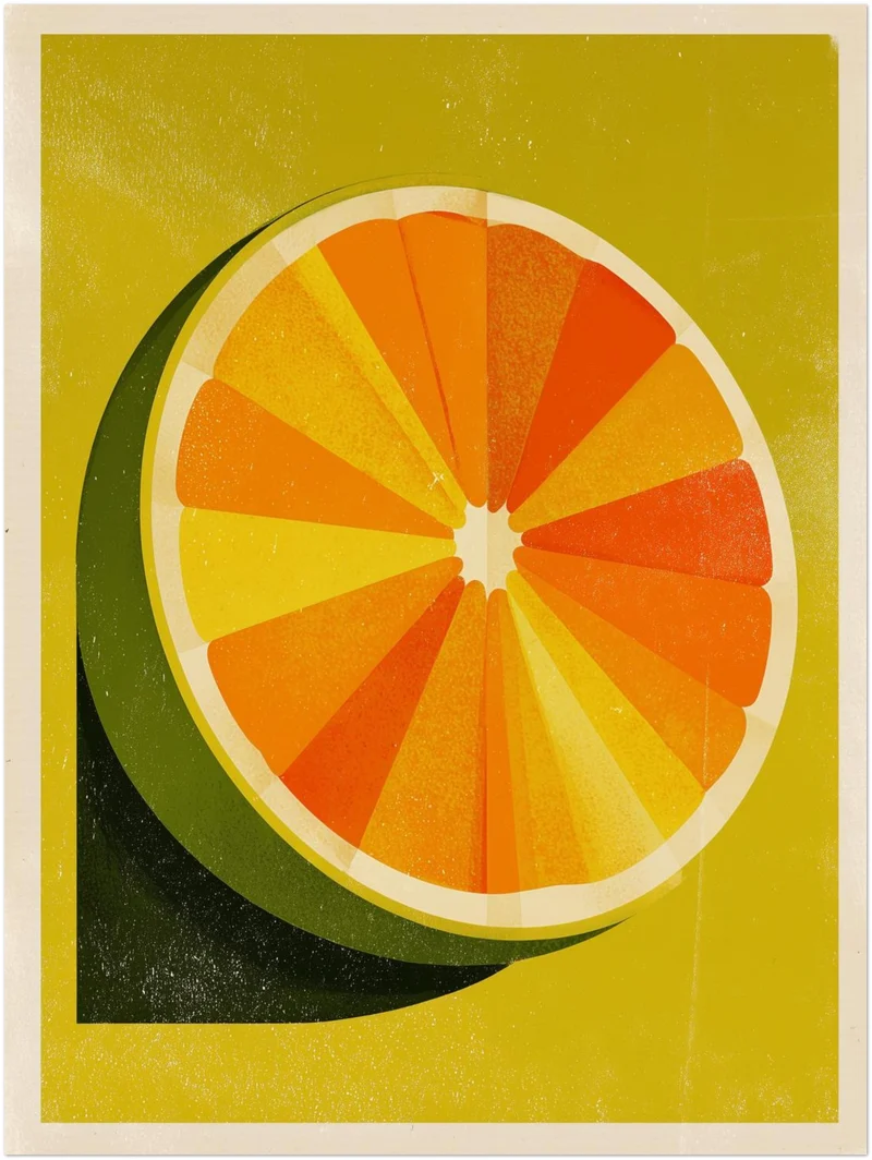 Orangen Scheibe Grafik Leinwandbild