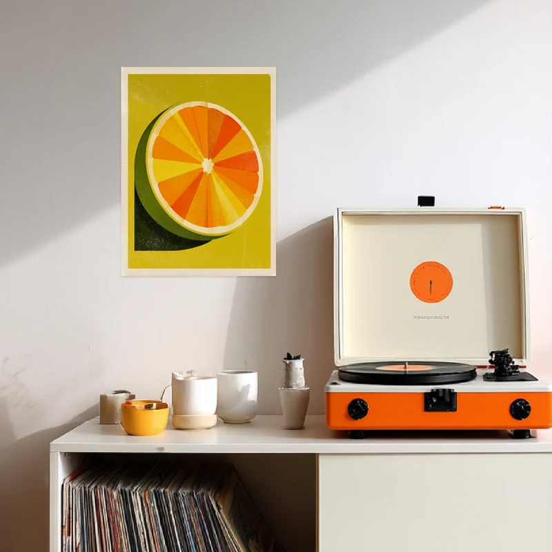 Orangen Scheibe Grafik Leinwandbild