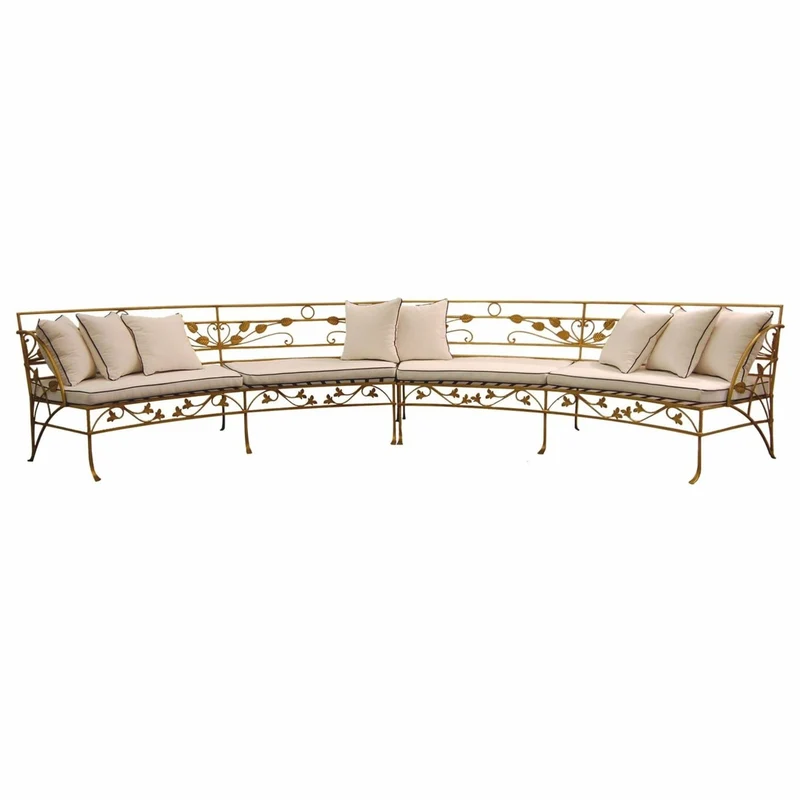 Casa Padrino Luxus Jugendstil Schmiedeeisen Sofa Gold / Creme 435 cm - Hotel & Garten Sofa