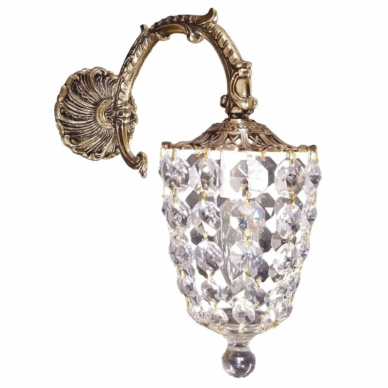 Casa Padrino Luxus Barock Kristallglas Wandleuchte Antik Messing H. 31 cm